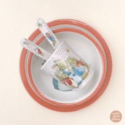 set 2 couverts pierre lapin corail 