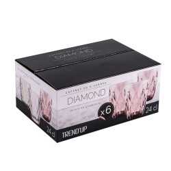 Boite de 6 gobelets bas 24 cl diamond rose