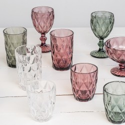 Boite de 6 verres à pied 25 cl diamond rose