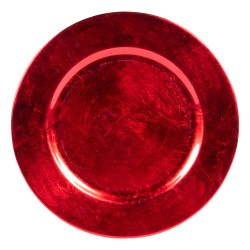 Assiette rouge paillette 33 cm (lot de 6)