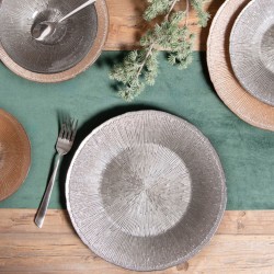 Assiette à dessert Glitter grise 21 cm (lot de 6)