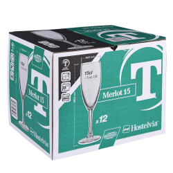 Boîte de 12 flûtes à champagne trempées Merlot 15 cl