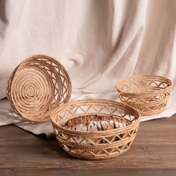 Set de 3 paniers ronds Fibre de palme