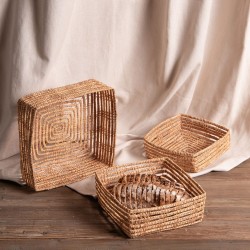 Set de 3 paniers carrés Fibre de palme