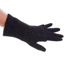 Gant en tricot et suédine noir
