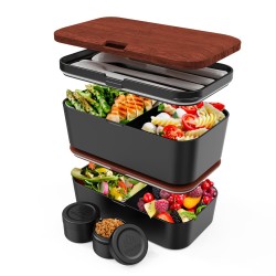 Bento Encastrable 1,5 l noir et bois sapelli