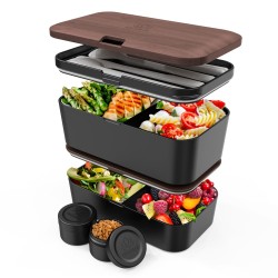 Bento Encastrable 1,5 l noir et bois de noyer