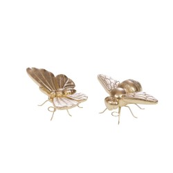 Set de 2 insectes dorés en résine