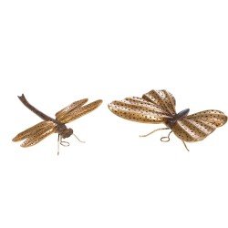 Set de 2 insectes dorés et noirs en résine
