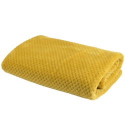 plaid damier 130x170 moutarde 