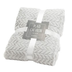 Plaid chevron 130x170 gris...