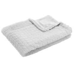 Plaid chevron 130x170 gris clair