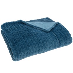 plaid chevron 130x170 bleu nuit 