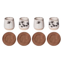 Coffret 4 tasses et sous tasses Palm