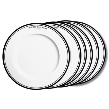 Lot De 6 Assiettes Plates Bistrot Porcelaine 26 Cm - Lave-vaisselle Et Micro-ondes