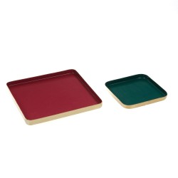 Set de 2 plateaux carrés en métal 
