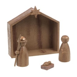 Crèche avec 3 santons 