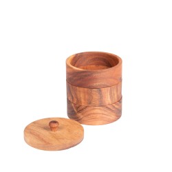 3 pots épices en bois d'acacia 11 cm