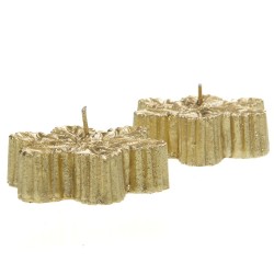 Lot de 2 bougies feuilles dorées