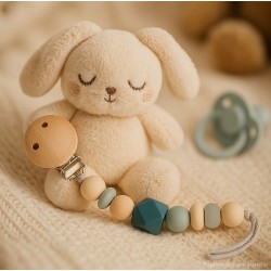 Attache tétine sauge bleu