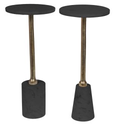 Bout de canapé Clyde marbre noir pied conique