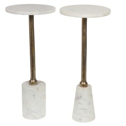 Bout de canapé Clyde en marbre blanc