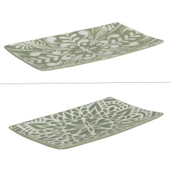 Plat rectangle vert Safi 29x16 cm (1 modèle aléatoire)