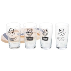 Planche 4 verres à bière Rugby
