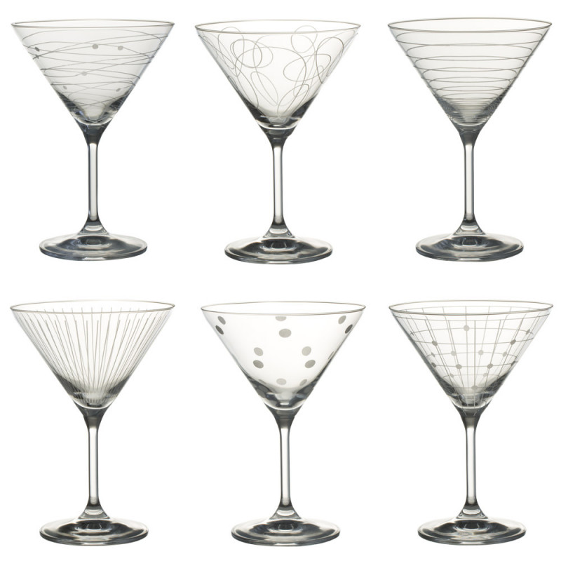 Coffret De 6 Verres à Cocktail Graphik 35 Cl Table Passion - Gravures Uniques, Cristallin, Compatible Lave-Vaisselle