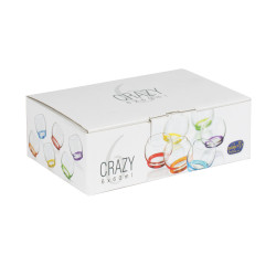 Coffret de 6 verres mini Culbuto 6 cl avec fonds colorés assortis