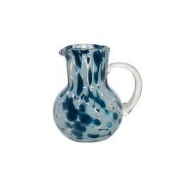 Pichet rond verre bleu H20 cm
