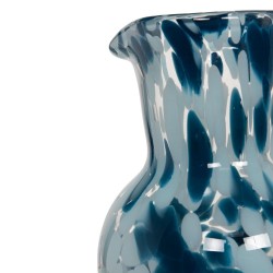 Pichet rond verre bleu H20 cm