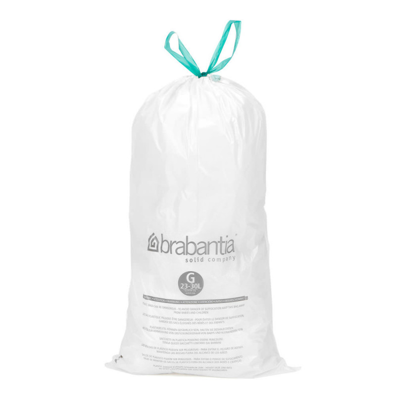 BRABANTIA - Rouleau 20 sacs poubelle 30 litres blanc 246265