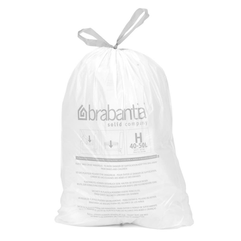 BRABANTIA - Rouleau 10 sacs poubelle 50 litres blanc 246784