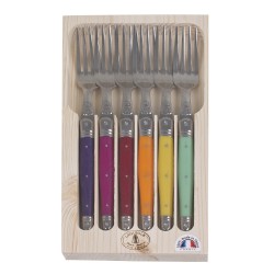 Coffret 6 fourchettes laguiole irise assorties