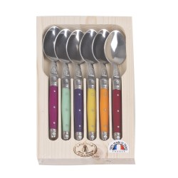 Coffret 6 cuillères à café laguiole irisées assorties