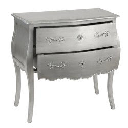 Commode argentée 2 tiroirs Murano