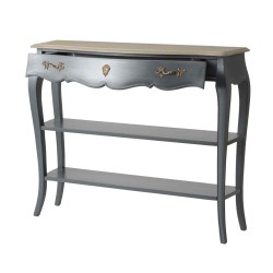 Console grise 1 tiroir 2 niveaux Murano 110x30 Chêne