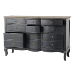 commode 9 tiroirs maddy 140x45x90 cm gris