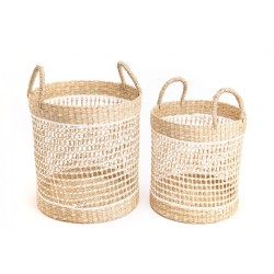 set de 2 panier blanc naturel champ ,