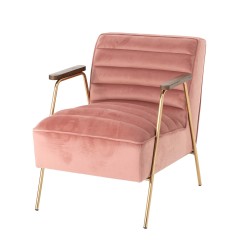 Fauteuil Hutch en velours rose