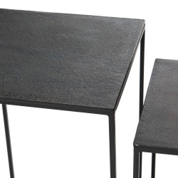 Set de 2 sellettes carrées en fonte d'aluminium noir