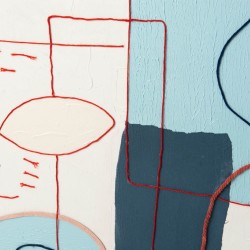 Toile Architect 90x90 cm bleu et ivoire