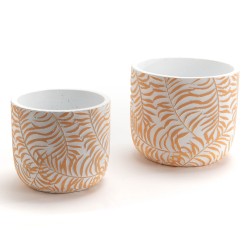 Cache-pot Feuilles jaune petit modèle (lot de 2)