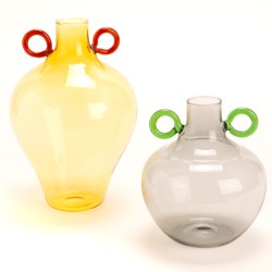Vase Amphore ambre anse rouge
