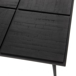 Table basse 80x80x38 cm Noir en Métal et Teck