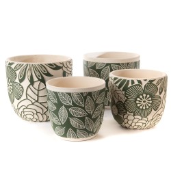 Cache pot Feuille vert