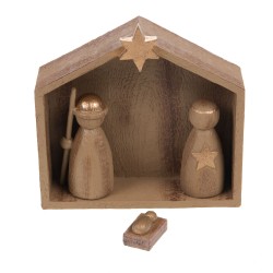 Crèche avec 3 santons