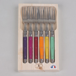 Coffret 6 fourchettes laguiole irise assorties