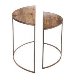 Lot de 2 consoles demi-lune en manguier et métal L100 cm Top